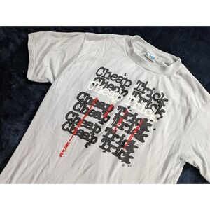VINTAGE Cheap Trick Band Tee Short Sleeve Shirt Double Sided Gray L Made in USA